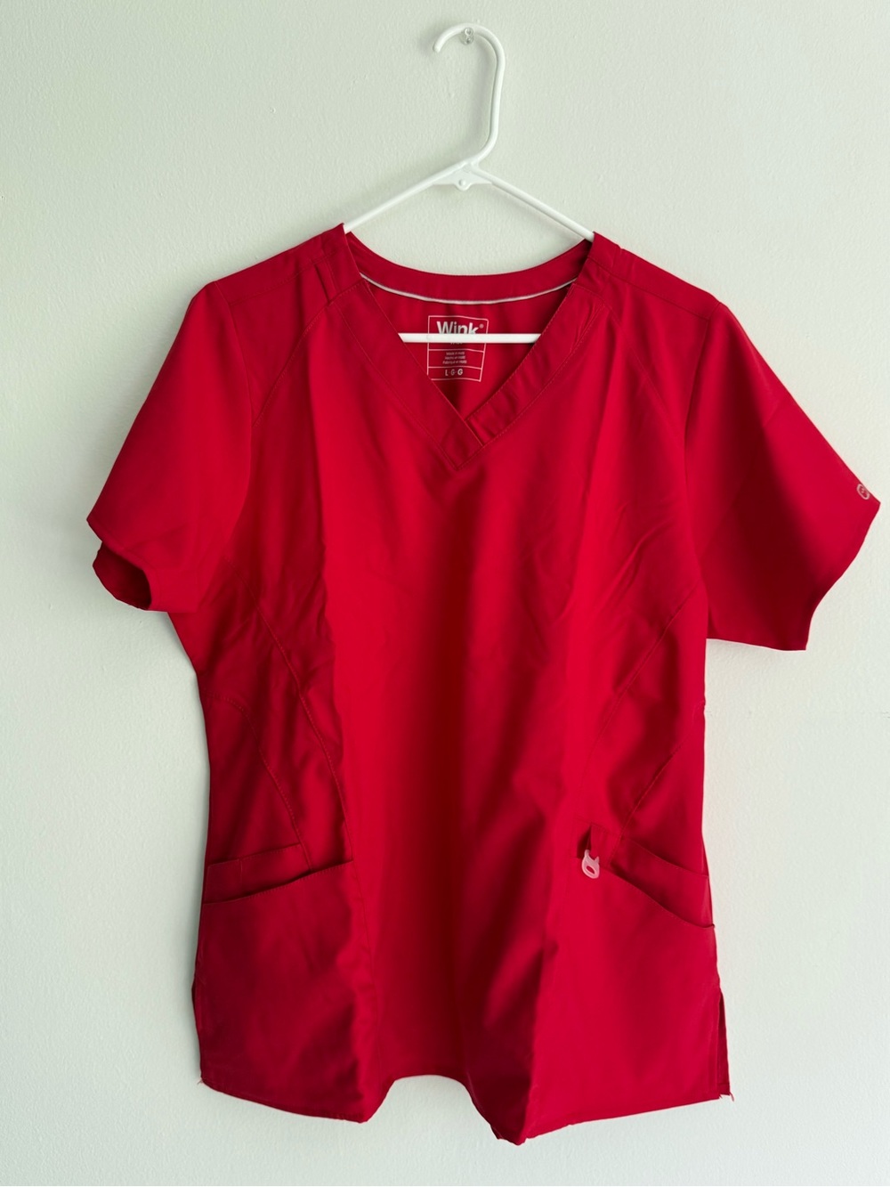 Wink Red V-Neck Scrub Top